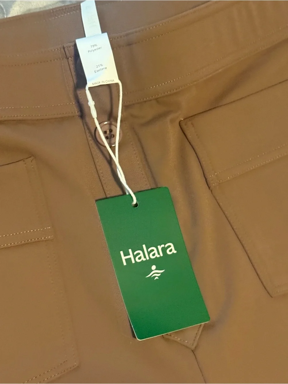 HALARA Day Stretch High-Waist Wide Leg Casual Pants with Button Front in Brown - Picture 3 of 3
